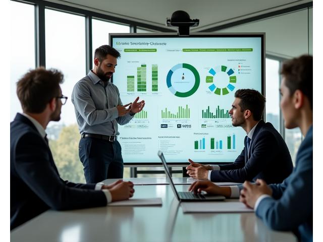 Business people in a meeting discussing sustainability